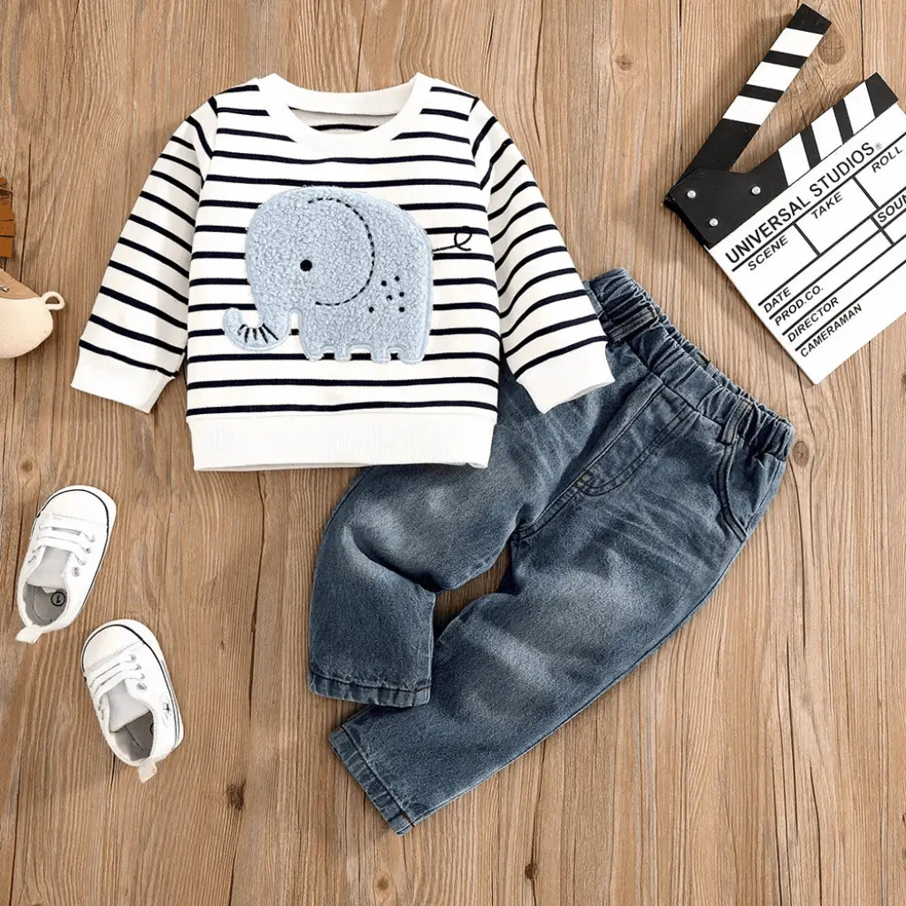 conjunto-infantil-masculino-blusa-listrada-elefante-e-calca-jeans-sapatinho