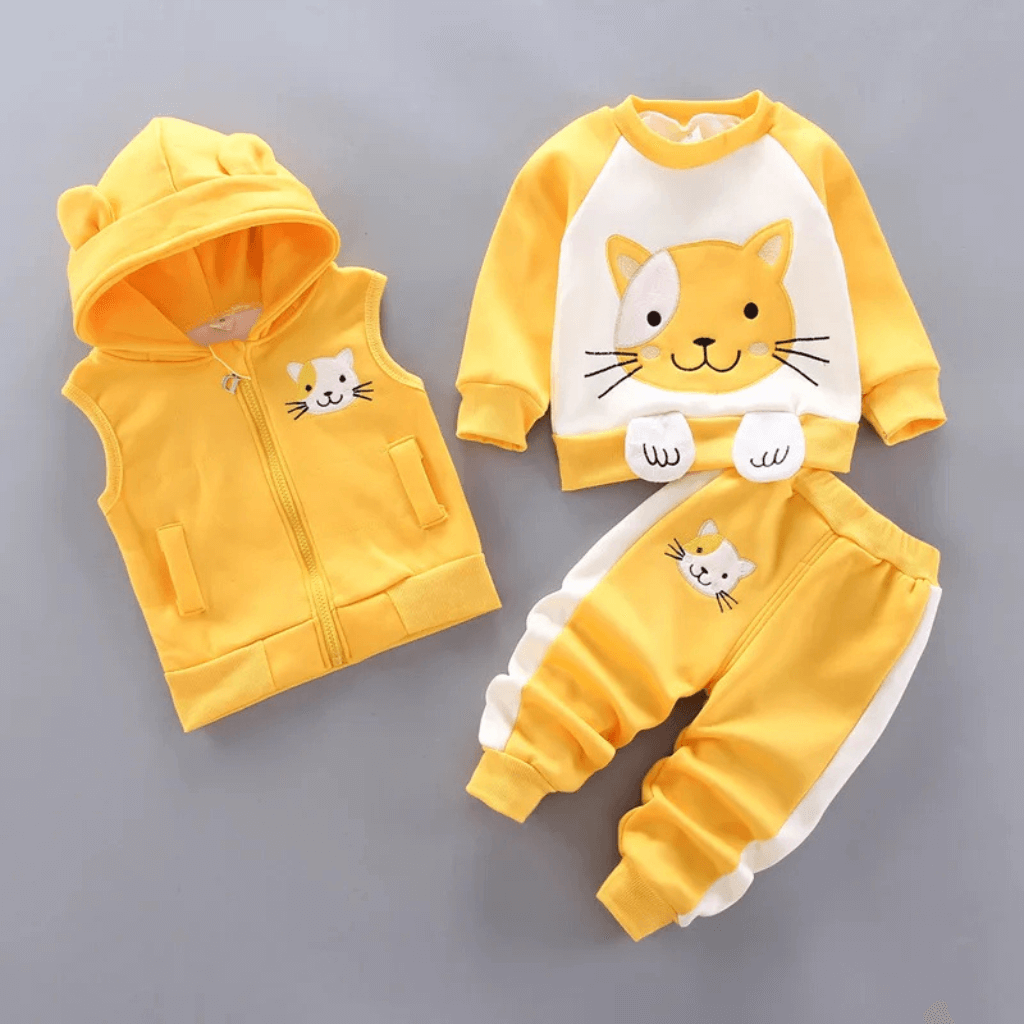 Conjunto de Inverno Bebê Feminino 3 Peças Gatinha