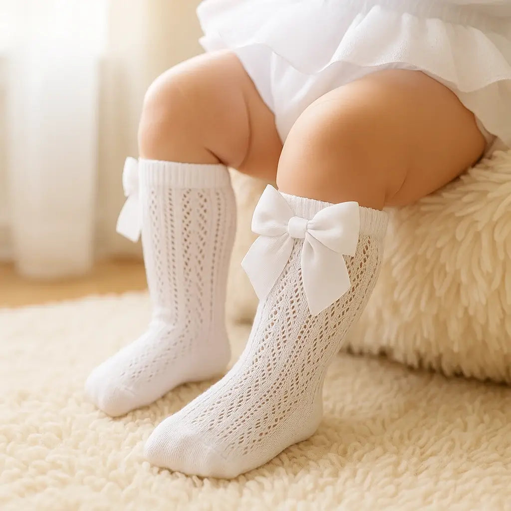meias-infantis-3-4-brancas-com-laco-grande-para-bebe-menina-visual-elegante