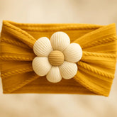 Turbante de Bebê com Flor Mostarda