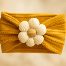 Turbante de Bebê com Flor Mostarda