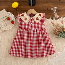 Vestido infantil de verão xadrez vermelho e branco – look fofo e confortável